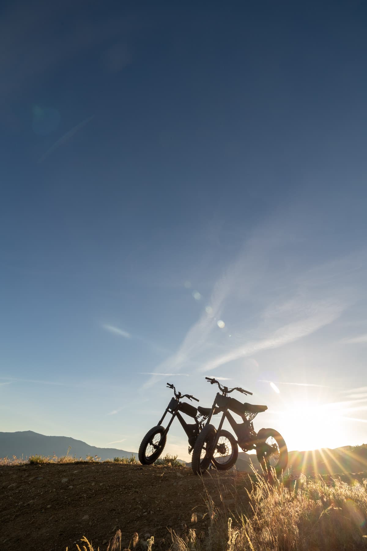 Surfline parked on a Peavine desert trail at golden hour
